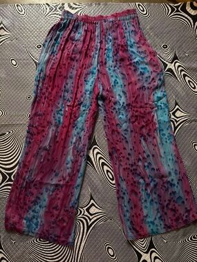 Bali Collection Pink & Blue Tie-Dye Wide-Leg Pants